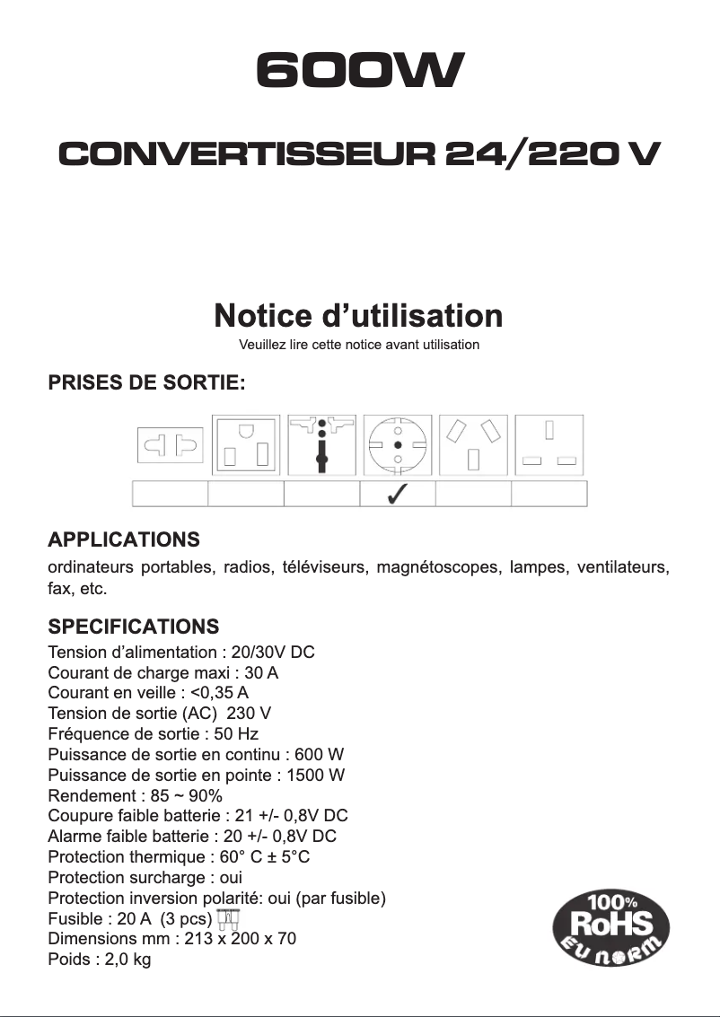 Page 1 de la notice Manuel utilisateur President ACMA716