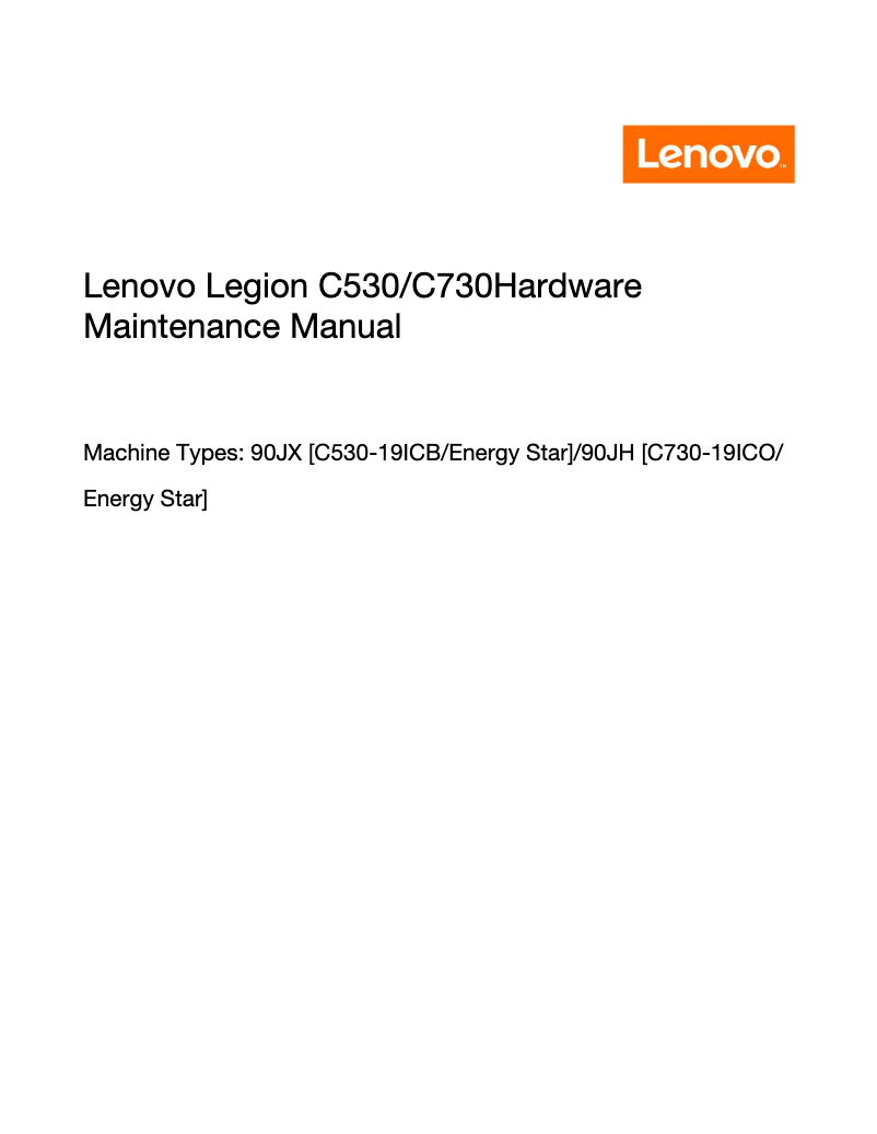 Page n°1 - Manuel utilisateur Lenovo Legion C530