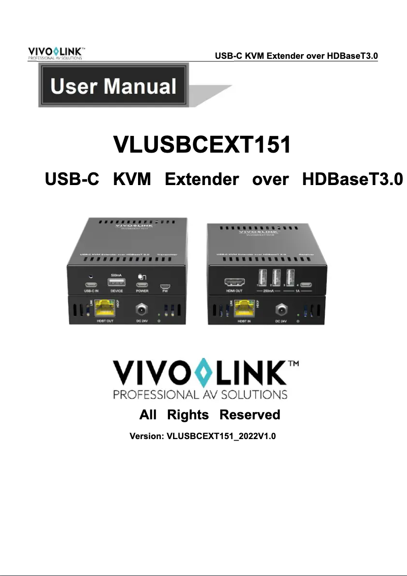 Page 1 de la notice Manuel utilisateur Vivolink VLUSBCEXT151