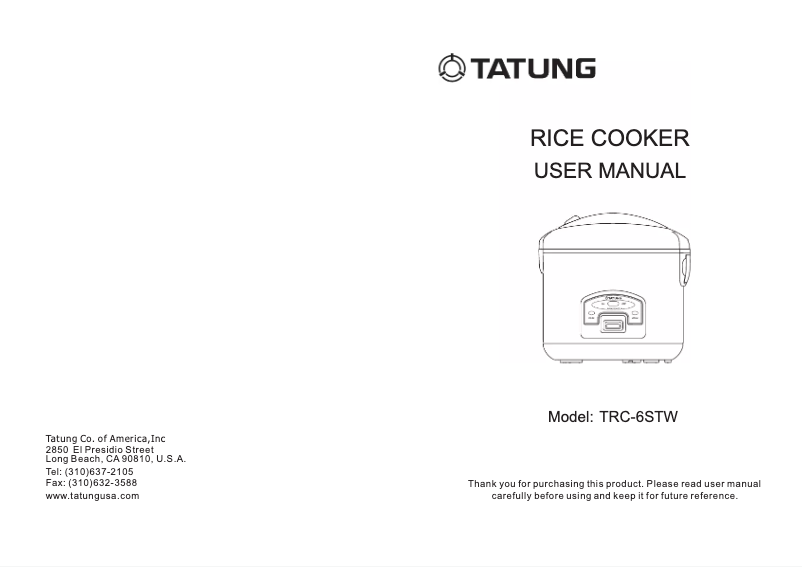 Image de la première page du manuel de l'appareil TRC-6STW