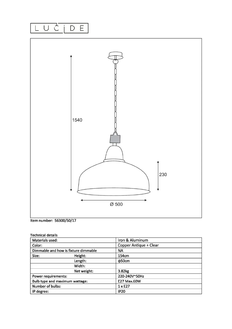 Page n°1 - Manuel utilisateur Lucide Rana 56300/50/17