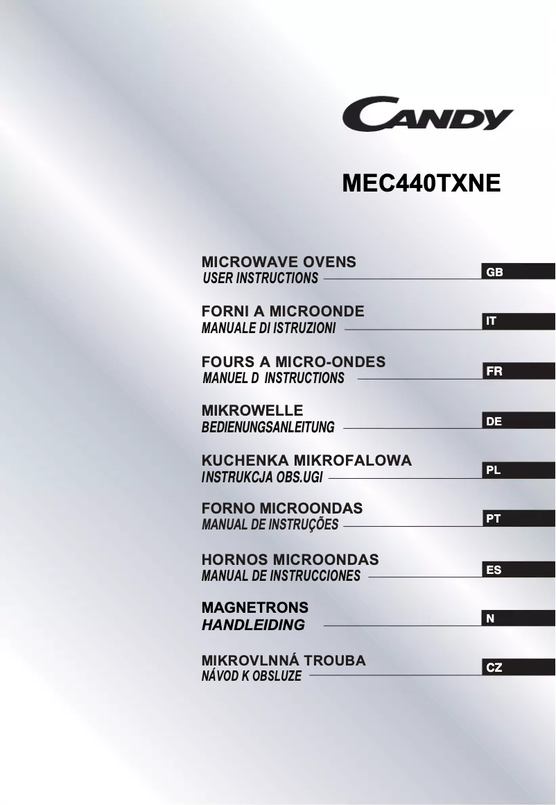 Page n°1 - Manuel utilisateur Candy MEC440TXNE