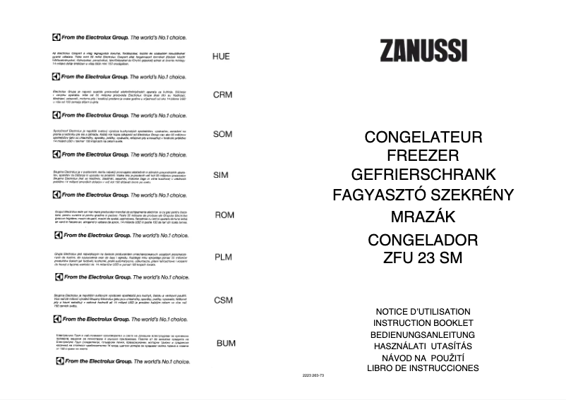 Page n°1 - Manuel utilisateur Zanussi ZFU 23 SM