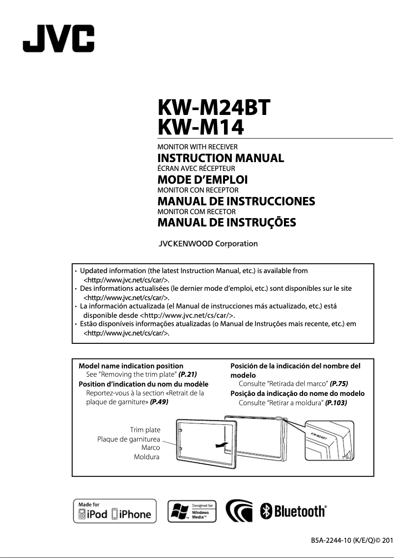 Page n°1 - Manuel utilisateur JVC KW-M24BT