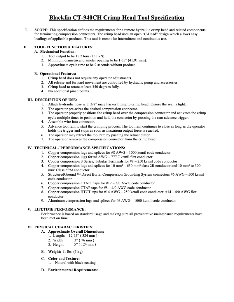 Page n°1 - Fiche technique Panduit CT-940CH