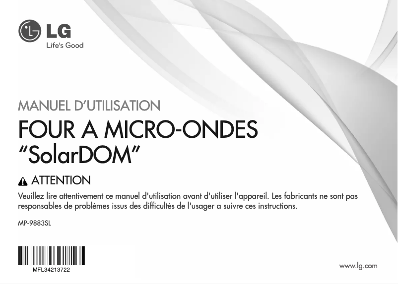 Page 1 de la notice Manuel utilisateur LG MP-9883SL