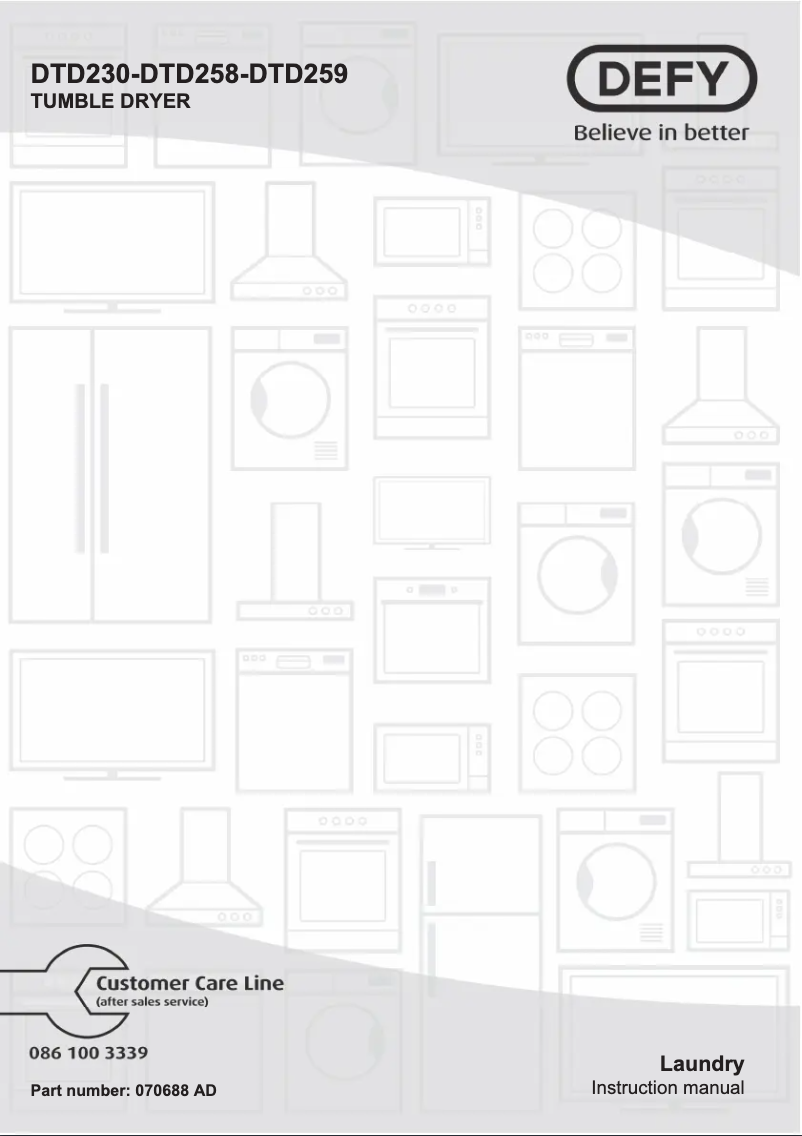 Page 1 de la notice Manuel utilisateur Defy DTD230