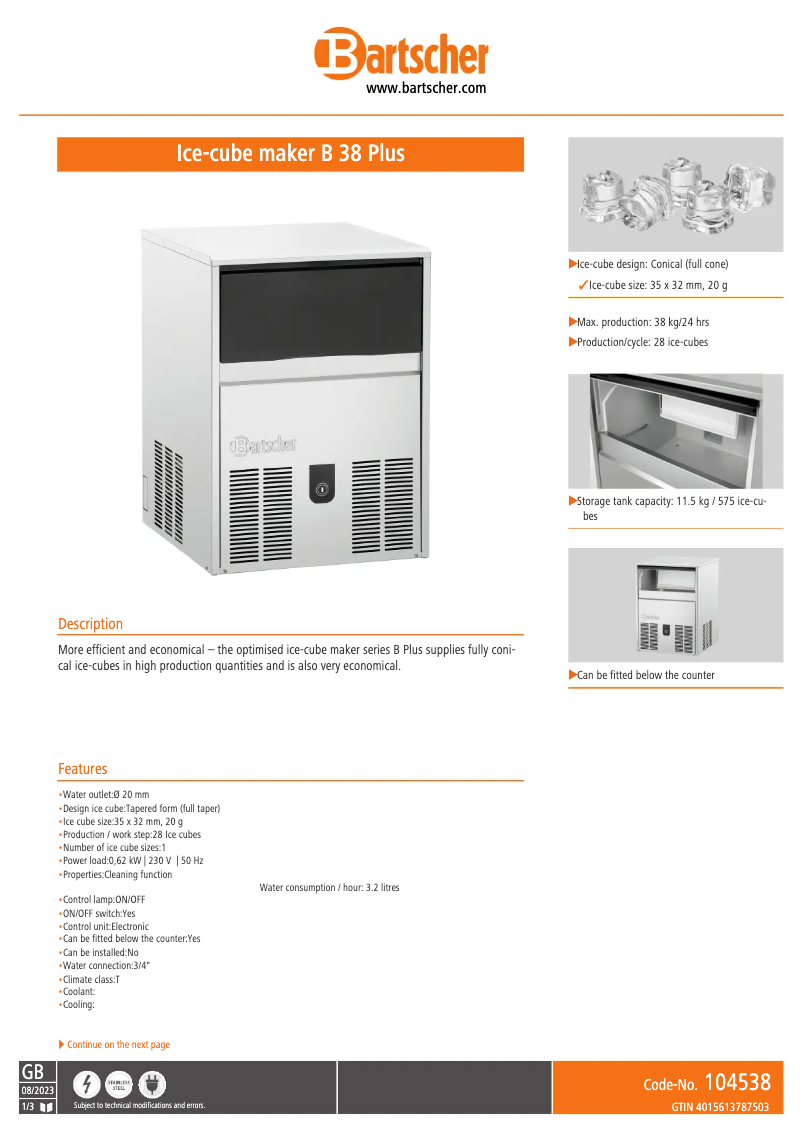 Image de la première page du manuel de l'appareil B 38 Plus