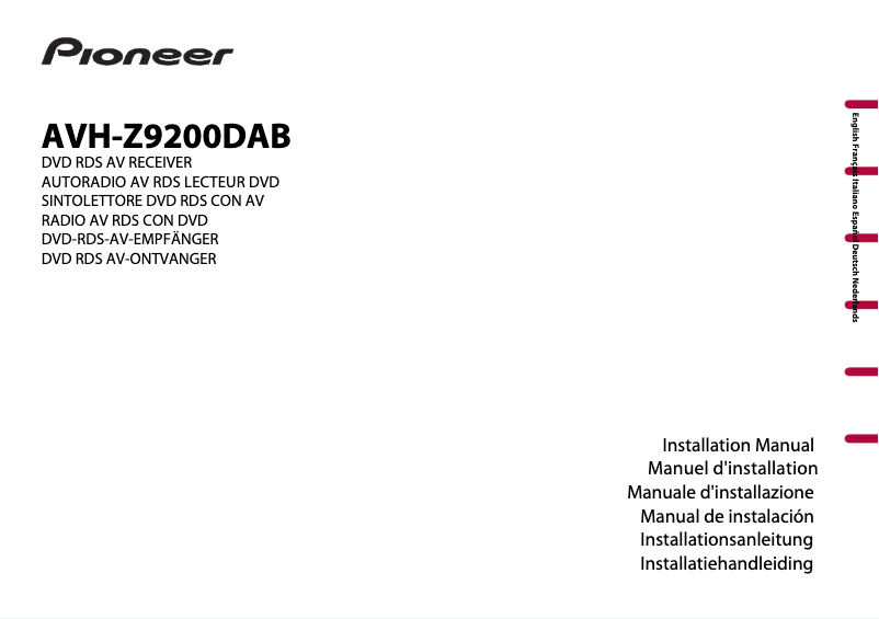 Image de la première page du manuel de l'appareil AVH-Z9200DAB
