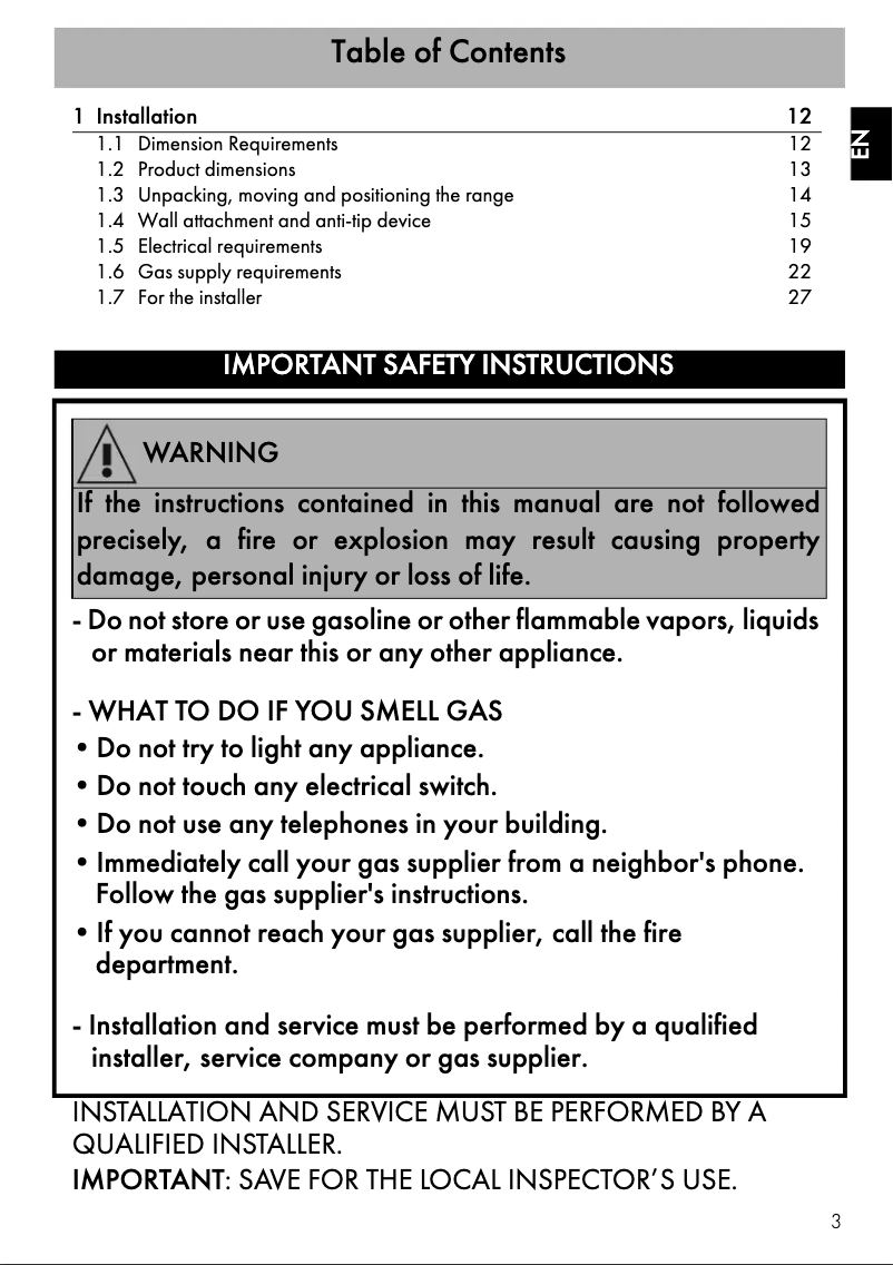 Page 1 de la notice Fiche technique Smeg CPF48UGM