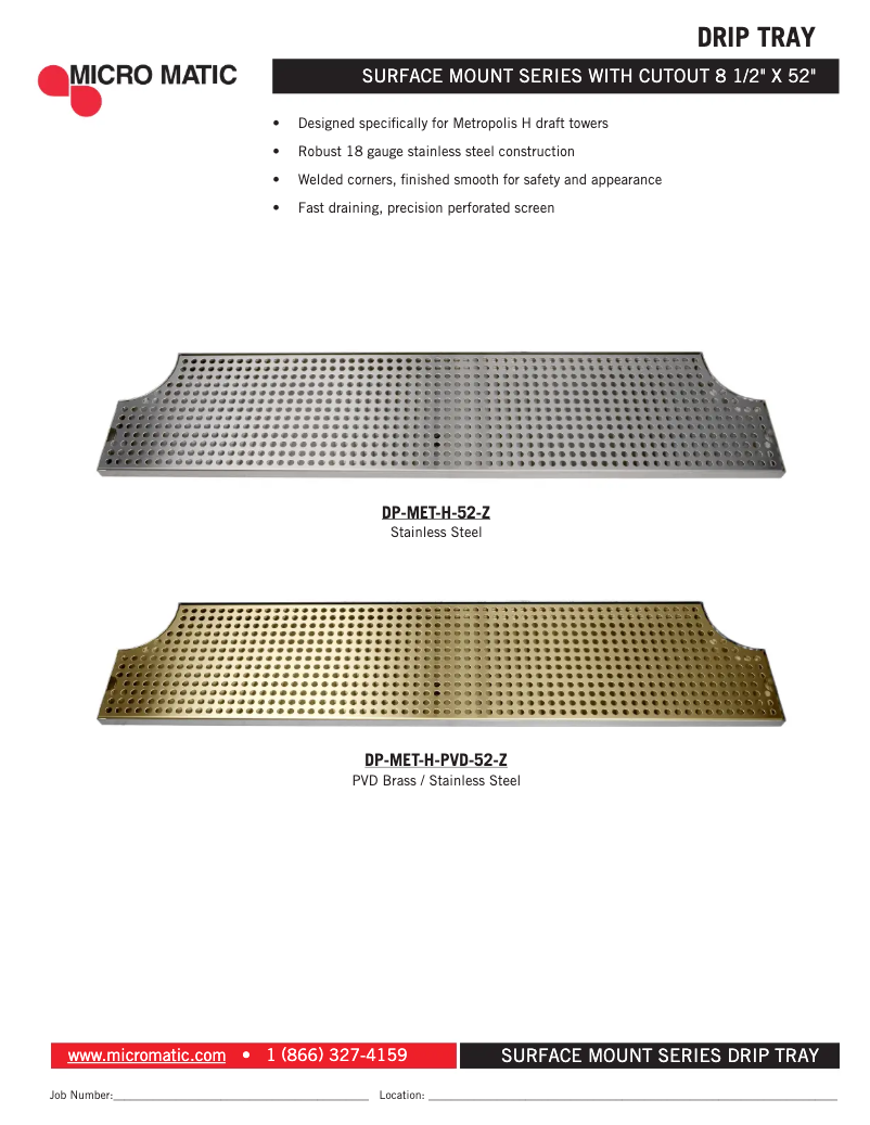 Page 1 de la notice Manuel utilisateur Micro Matic DP-MET-H-52-Z