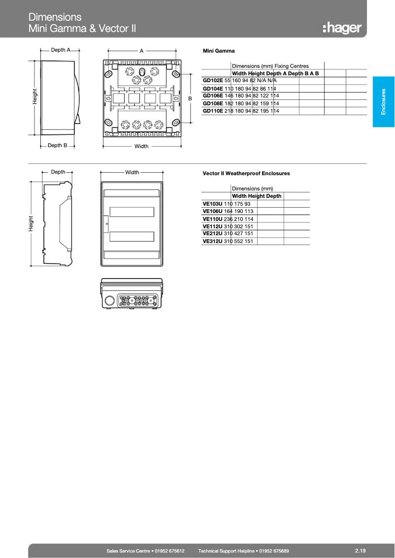 Page 1 de la notice Fiche technique Hager VE103U
