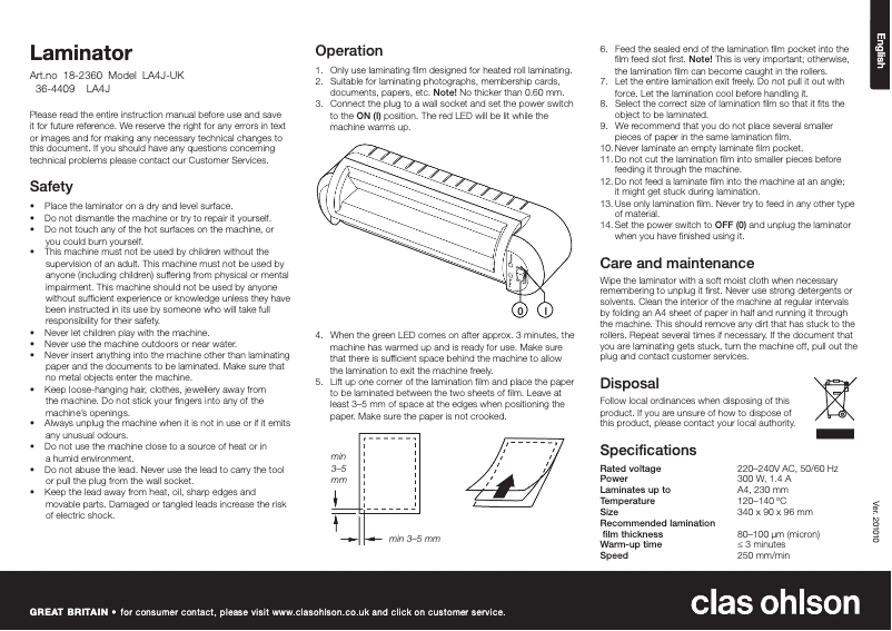 Page 1 de la notice Manuel utilisateur Exibel LA4J