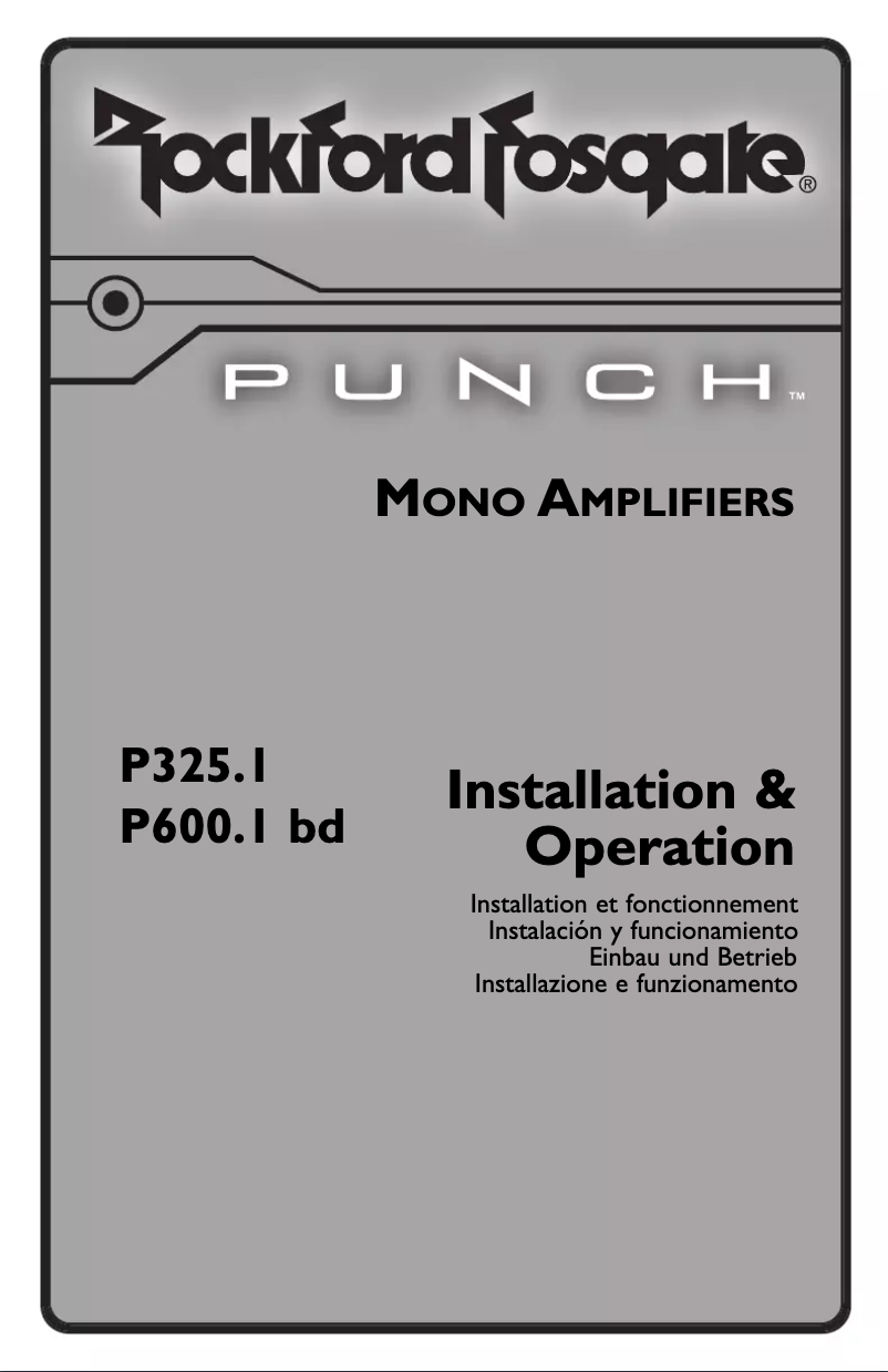 Page 1 de la notice Manuel utilisateur Rockford Fosgate Punch P600.1bd