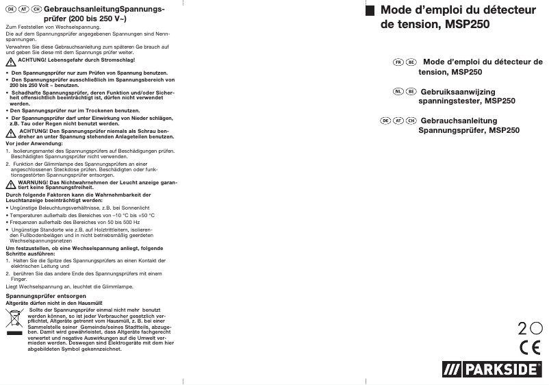 Image de la première page du manuel de l'appareil MSP250