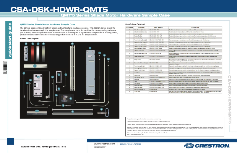 First page image of the manual for CSA-DSK-HDWR-QMT5