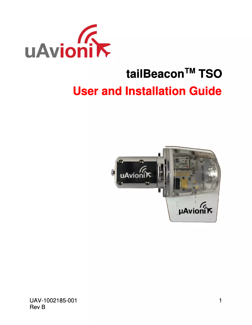 Page 1 de la notice Manuel utilisateur uAvionix tailBeacon TSO