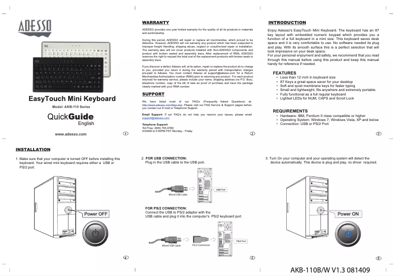 Image de la première page du manuel de l'appareil EasyTouch Mini AKB-110