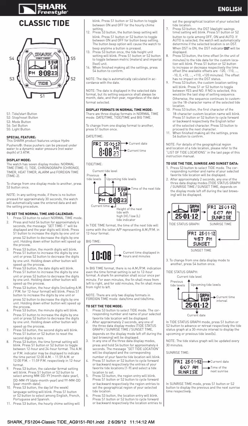Page 1 de la notice Manuel utilisateur Freestyle Shark Classic