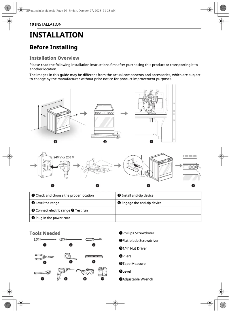 Page n°1 - Guide d'installation LG LSIL6336FE