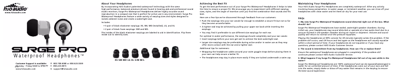 Page 1 de la notice Manuel utilisateur H2O Audio Surge Pro Mini