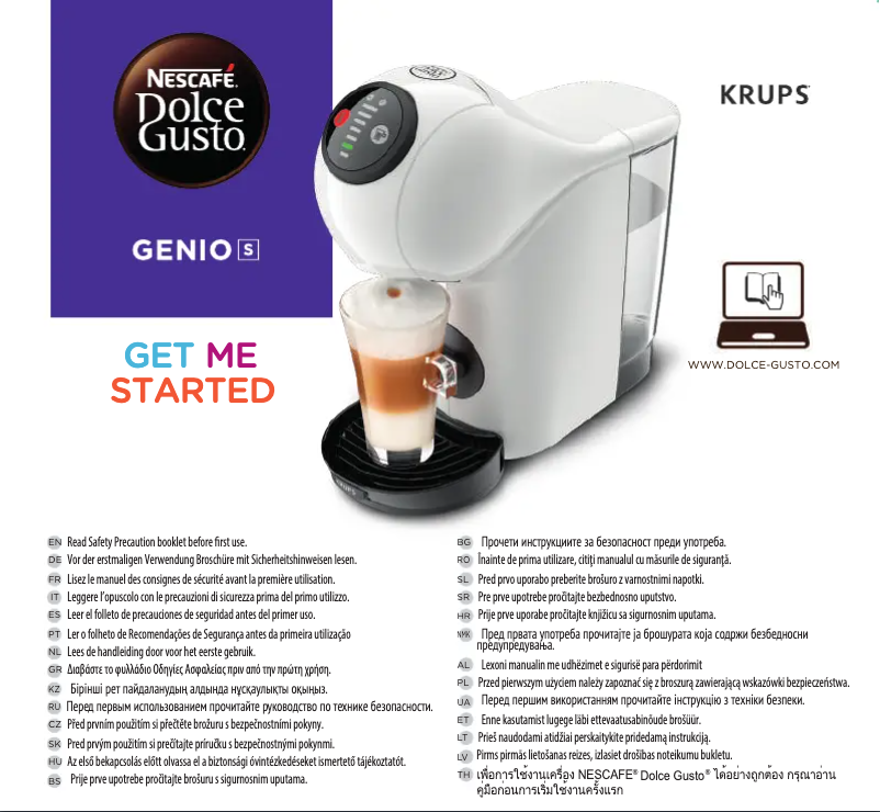 Page 1 de la notice Manuel utilisateur Krups Nescafé Dolce Gusto Genio S Basic KP240B