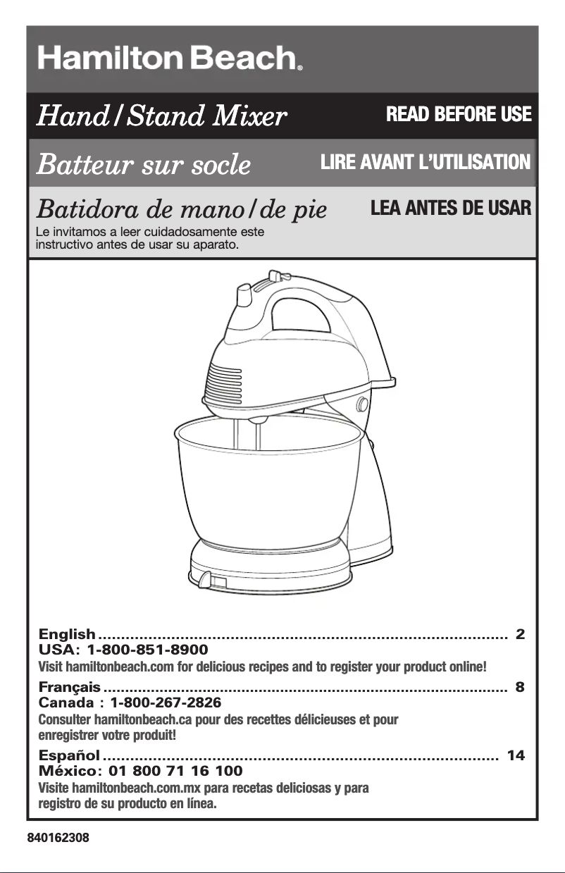 Page n°1 - Manuel utilisateur Hamilton Beach 64655