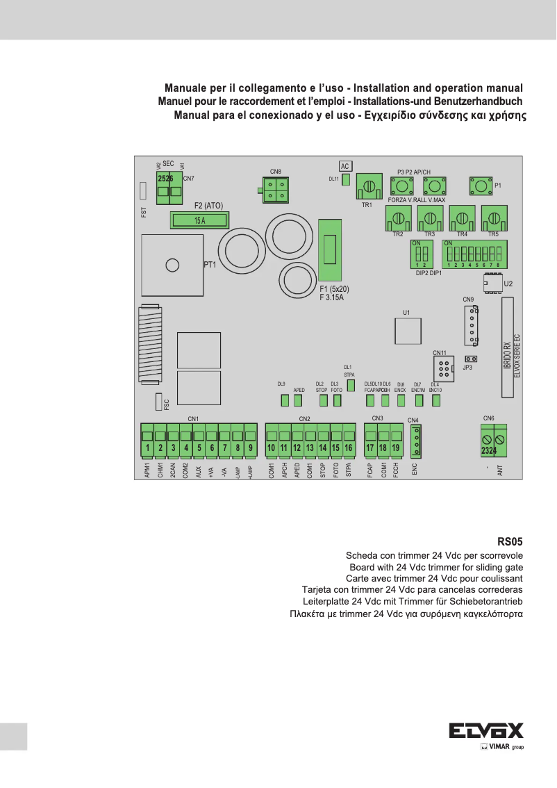 Image de la première page du manuel de l'appareil ELVOX EK02.EXP