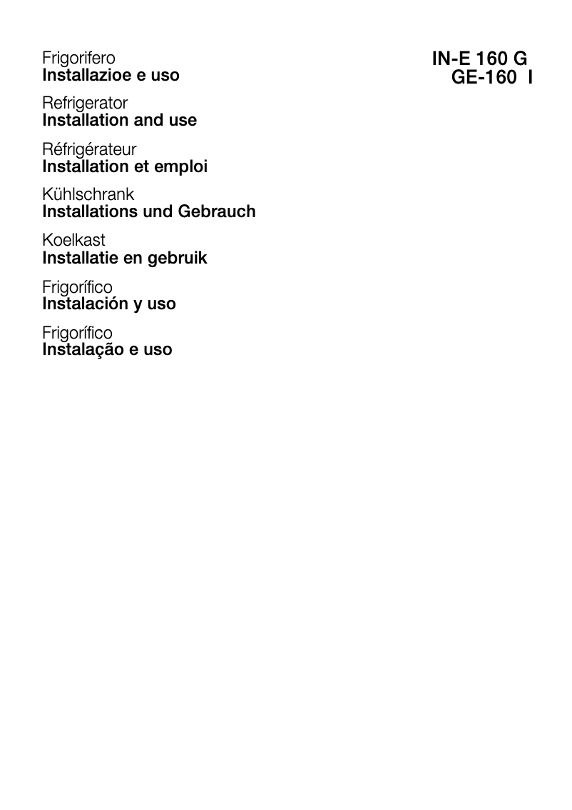 Page n°1 - Manuel utilisateur Indesit IN-E 160 G