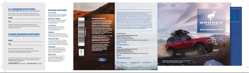 Page n°1 - Guide de démarrage rapide Ford Bronco Sport (2023)