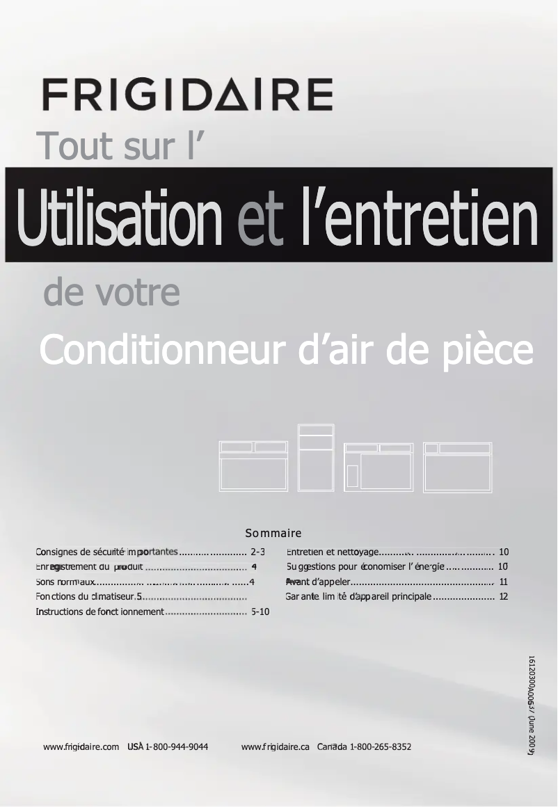 Page n°1 - Manuel utilisateur Frigidaire FFRS08C3Q1