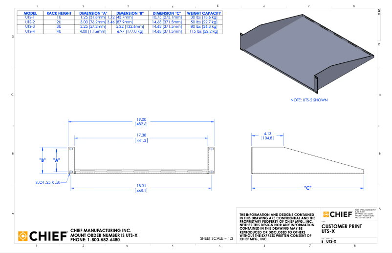 Page 1 de la notice Manuel utilisateur Chief UTS-3