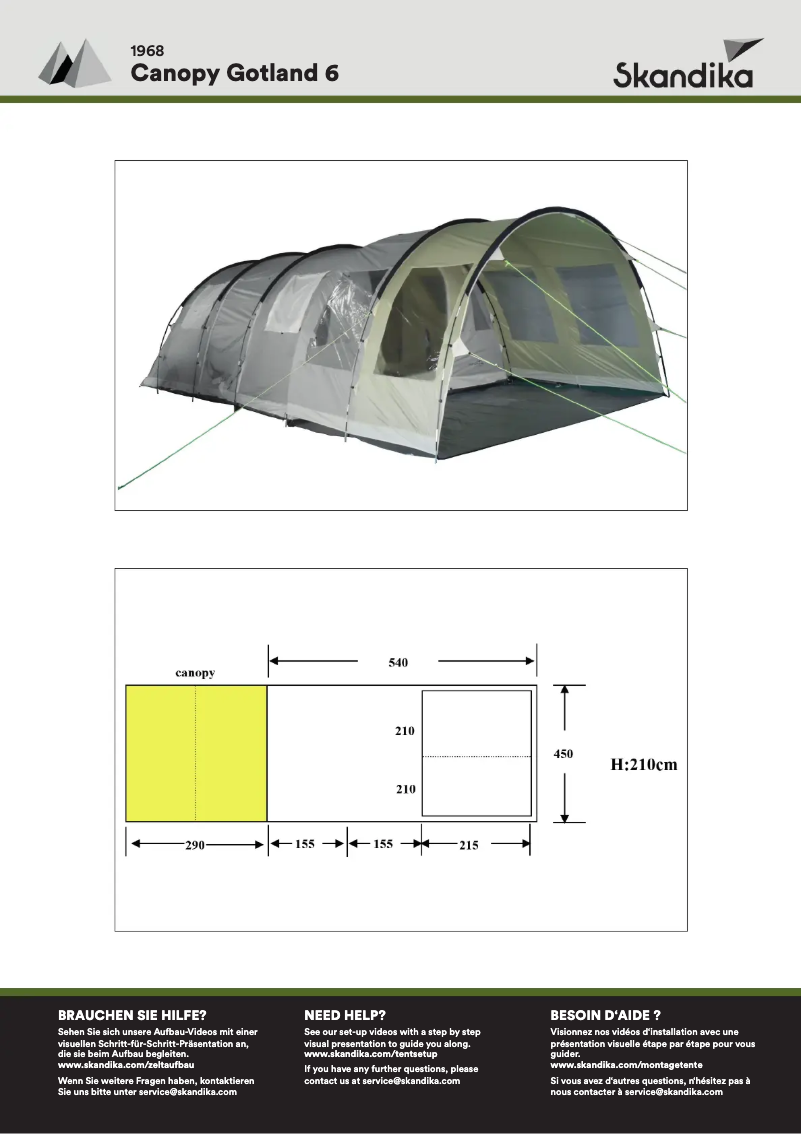 Page 1 de la notice Manuel utilisateur Skandika Canopy Gotland 6