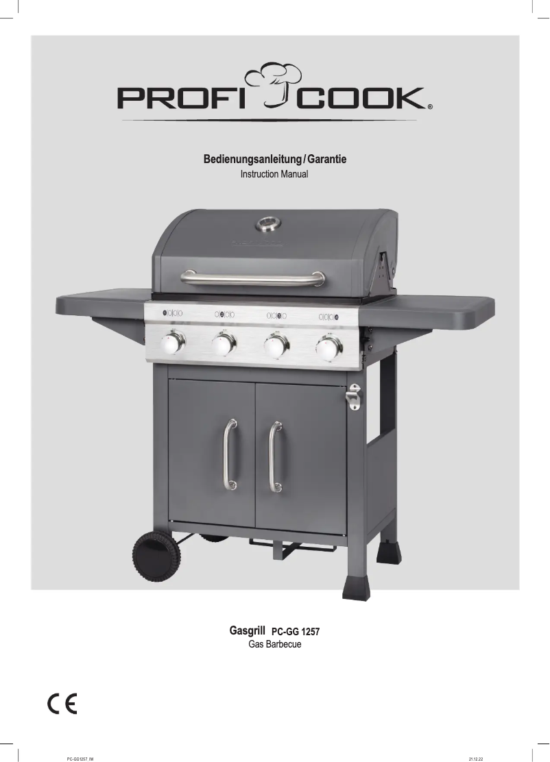 Page n°1 - Manuel utilisateur ProfiCook PC-GG 1257