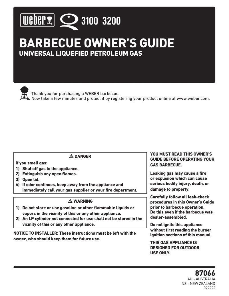 Page n°1 - Manuel utilisateur Weber Q320