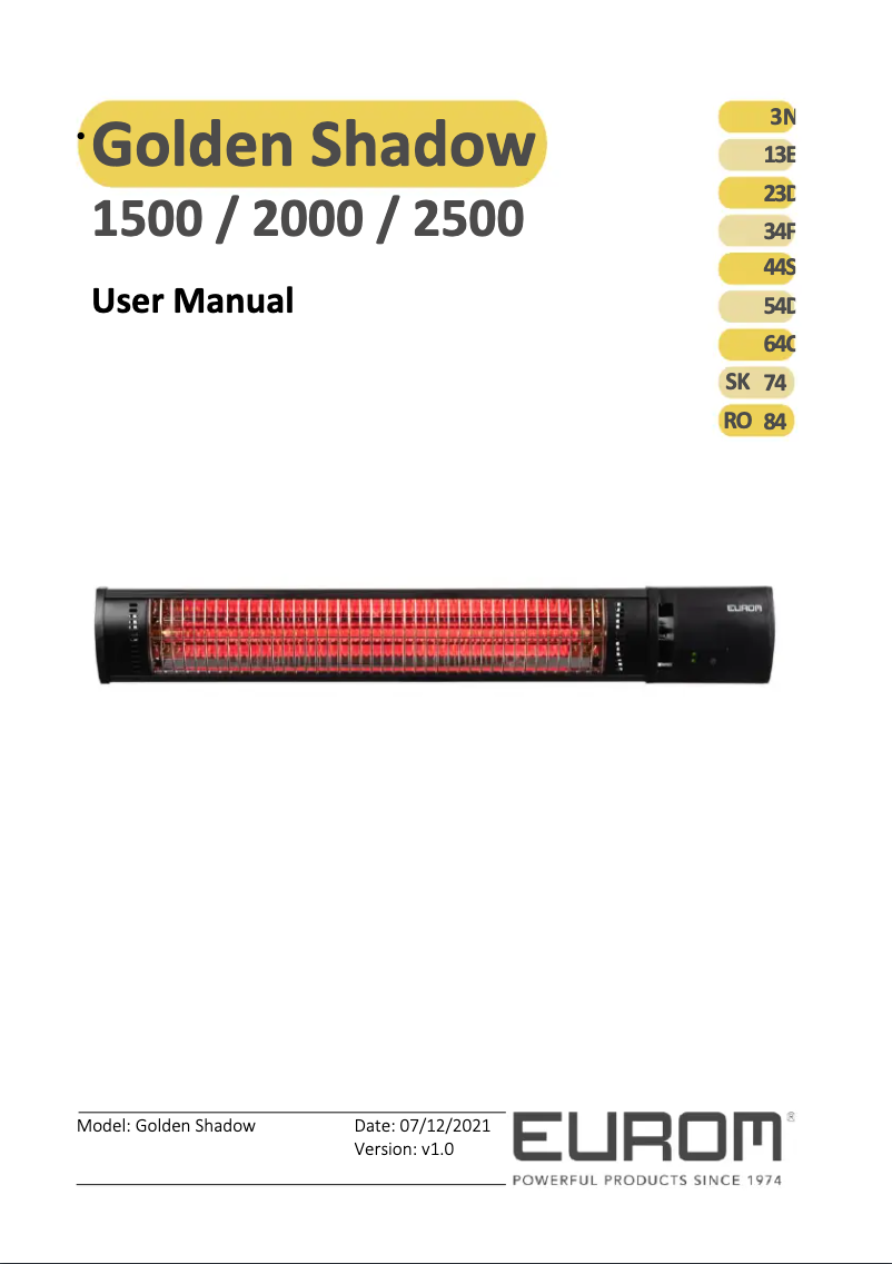 Página 1 del manual Manual de usuario Eurom Golden 2500 Shadow
