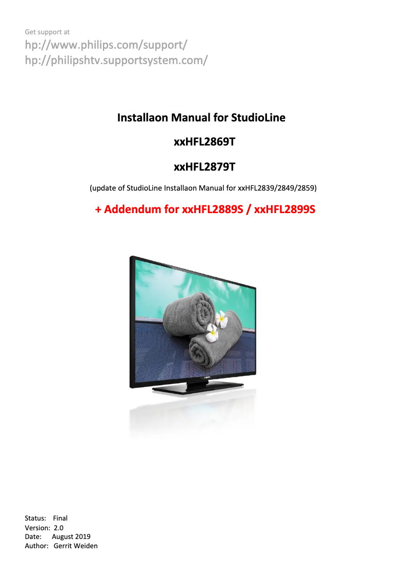 Page n°1 - Guide d'installation Philips 49HFL2889S