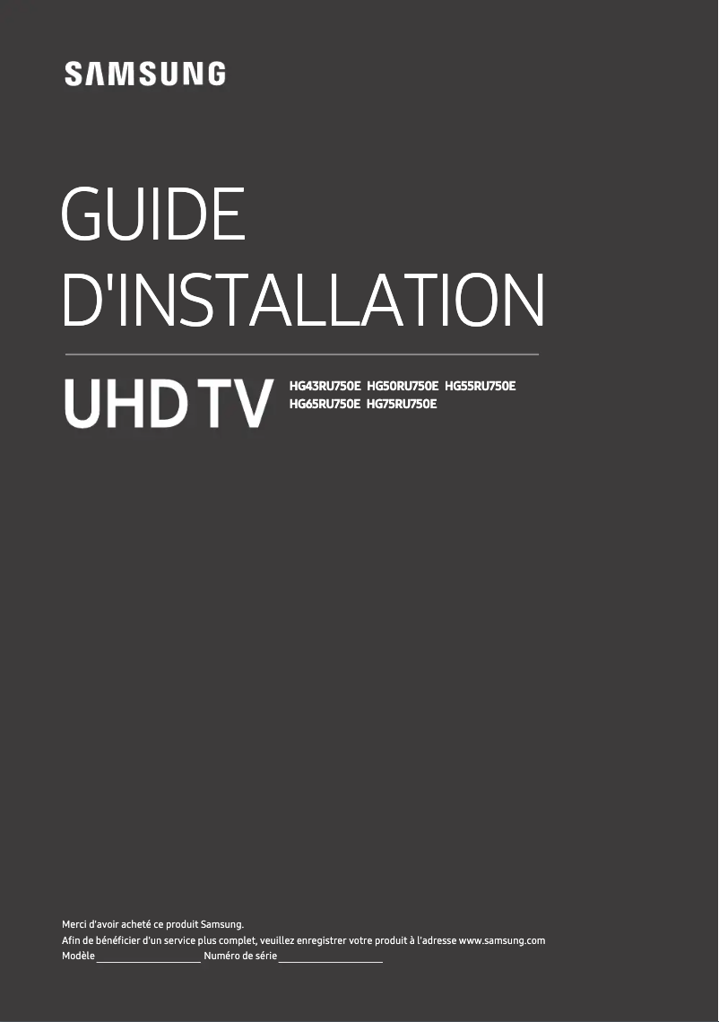 Page n°1 - Guide d'installation Samsung HG65RU750EC