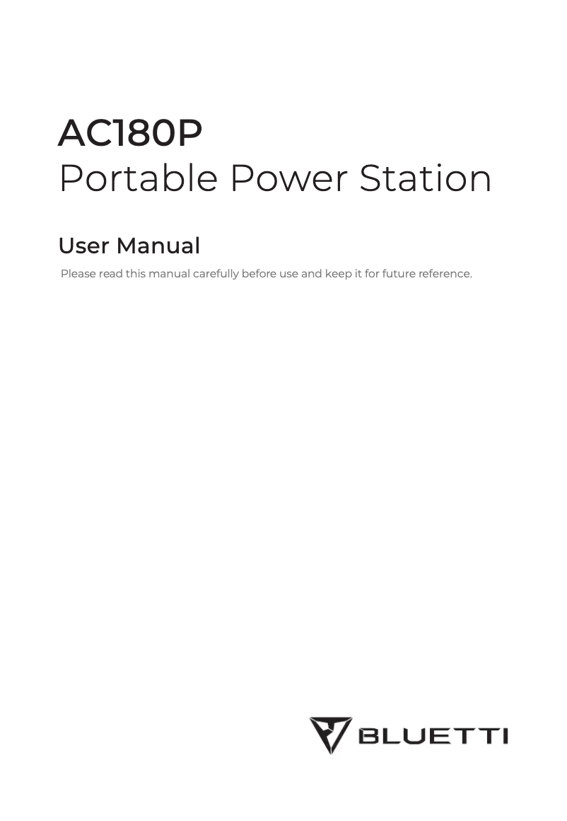 Page n°1 - Manuel utilisateur Bluetti AC180P