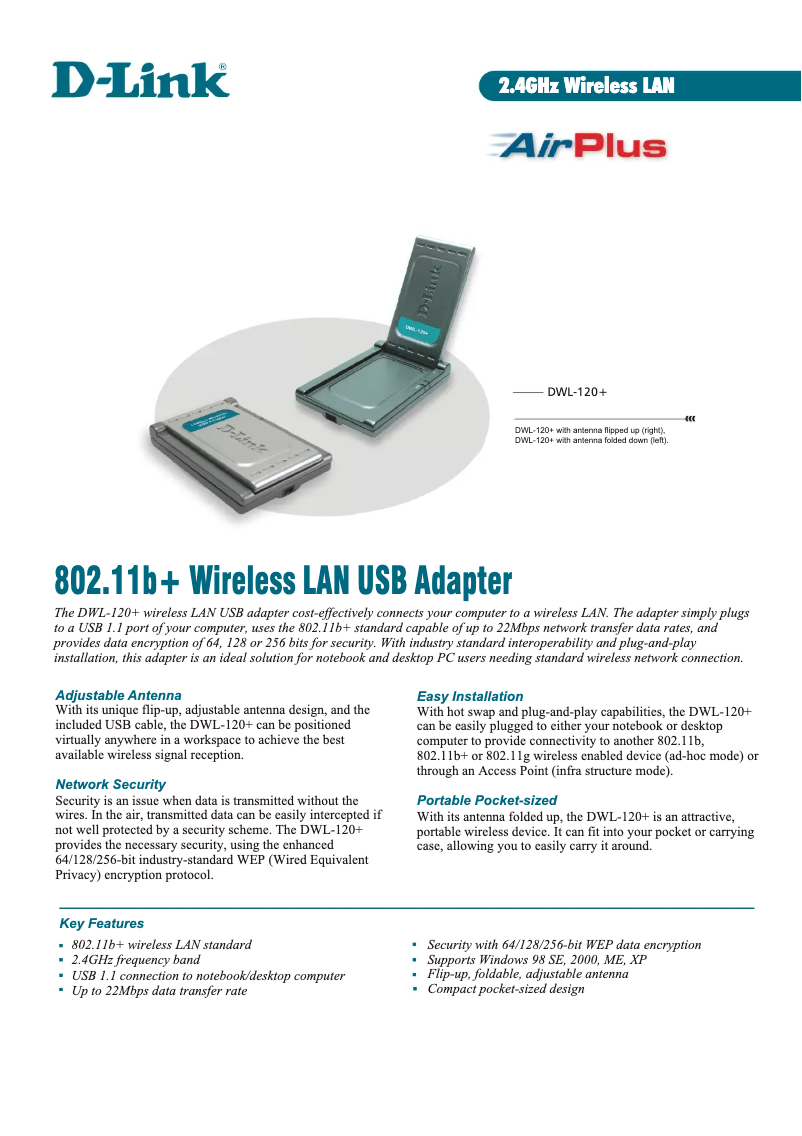 Page n°1 - Fiche technique D-Link DWL-120+