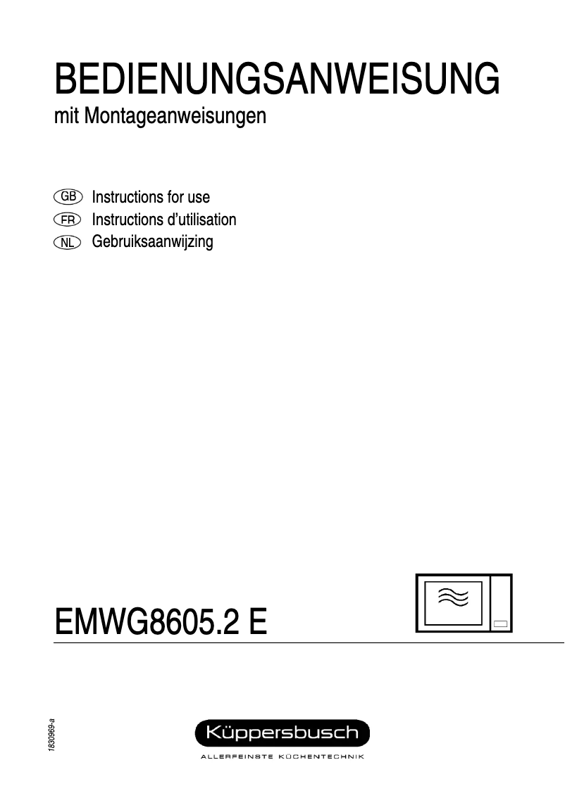 Page n°1 - Manuel utilisateur Küppersbusch EMWG8605.2