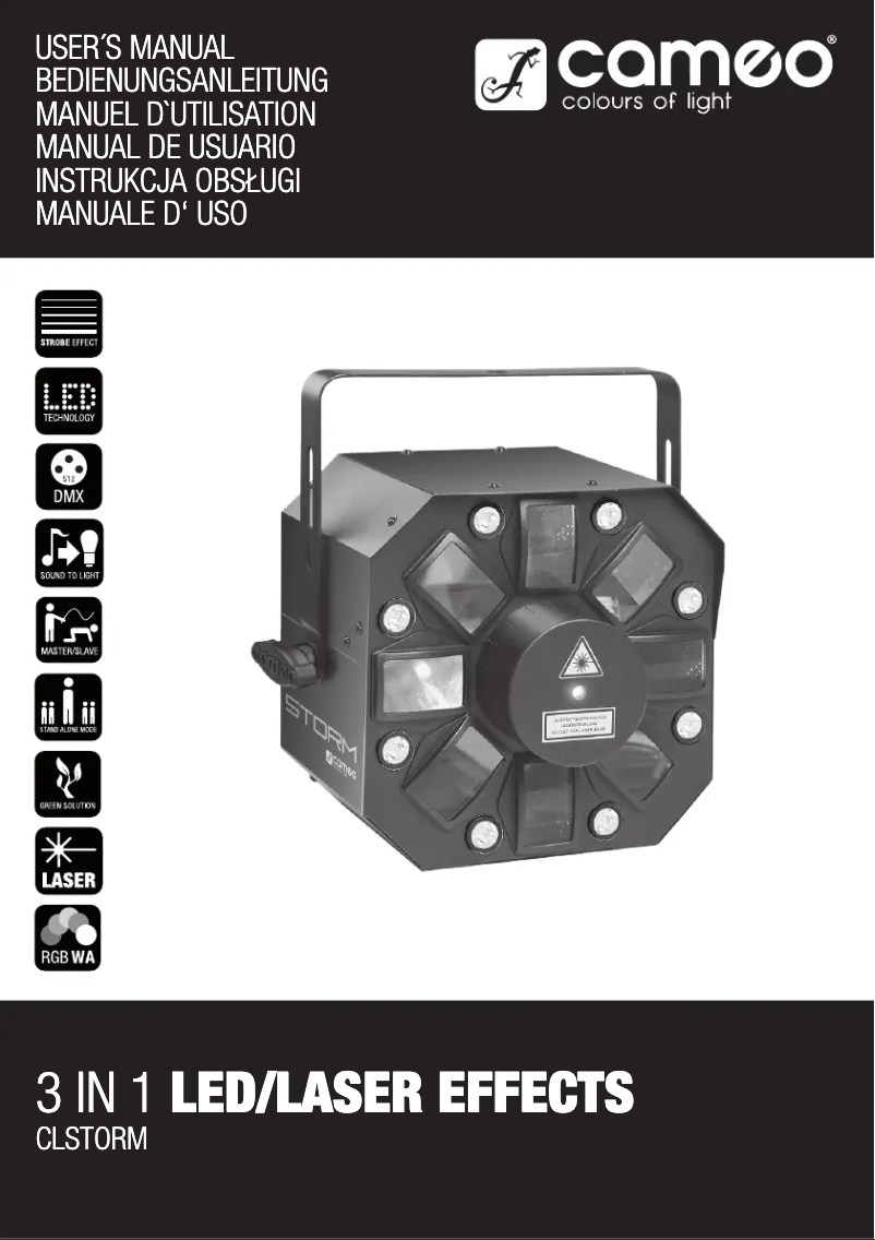 Page 1 de la notice Manuel utilisateur Cameo Storm