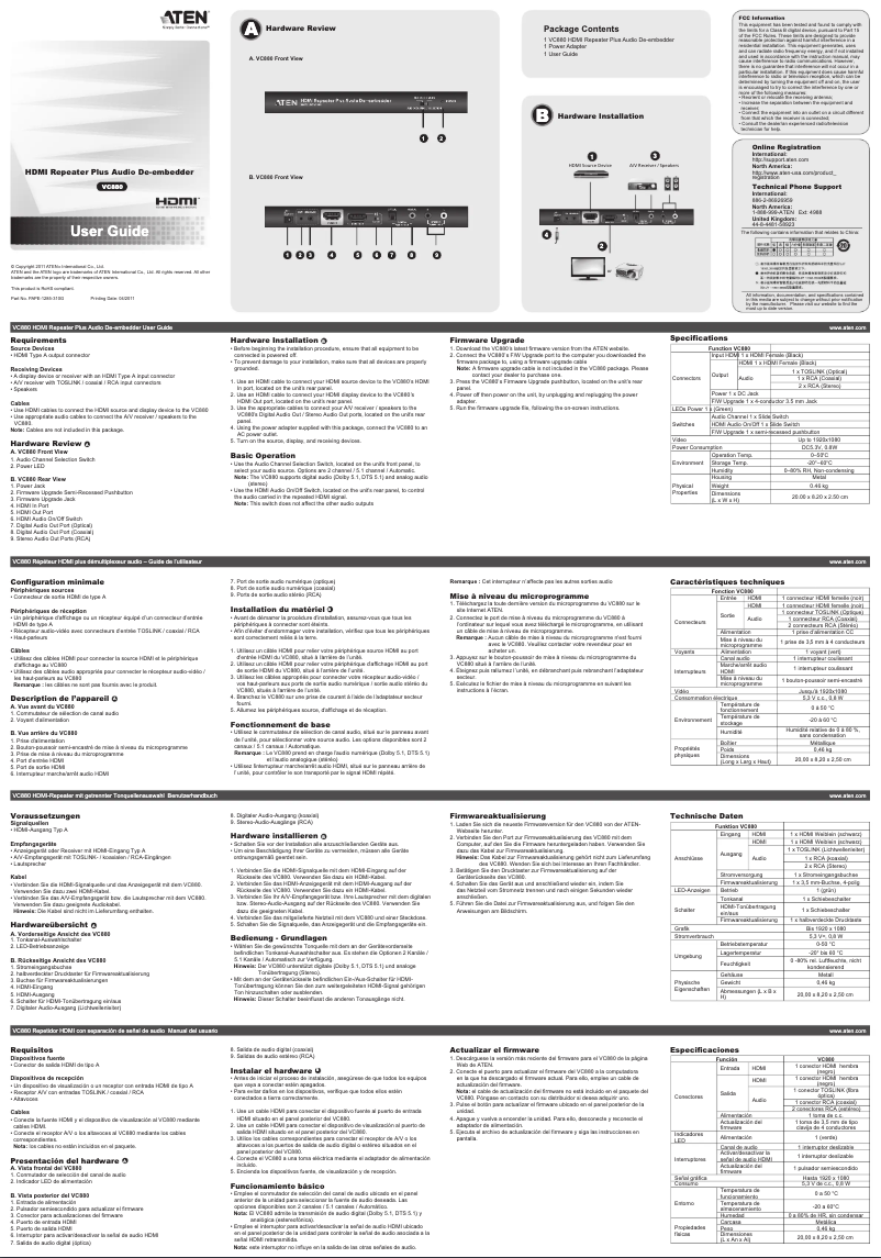 Page n°1 - Manuel utilisateur ATen VC880