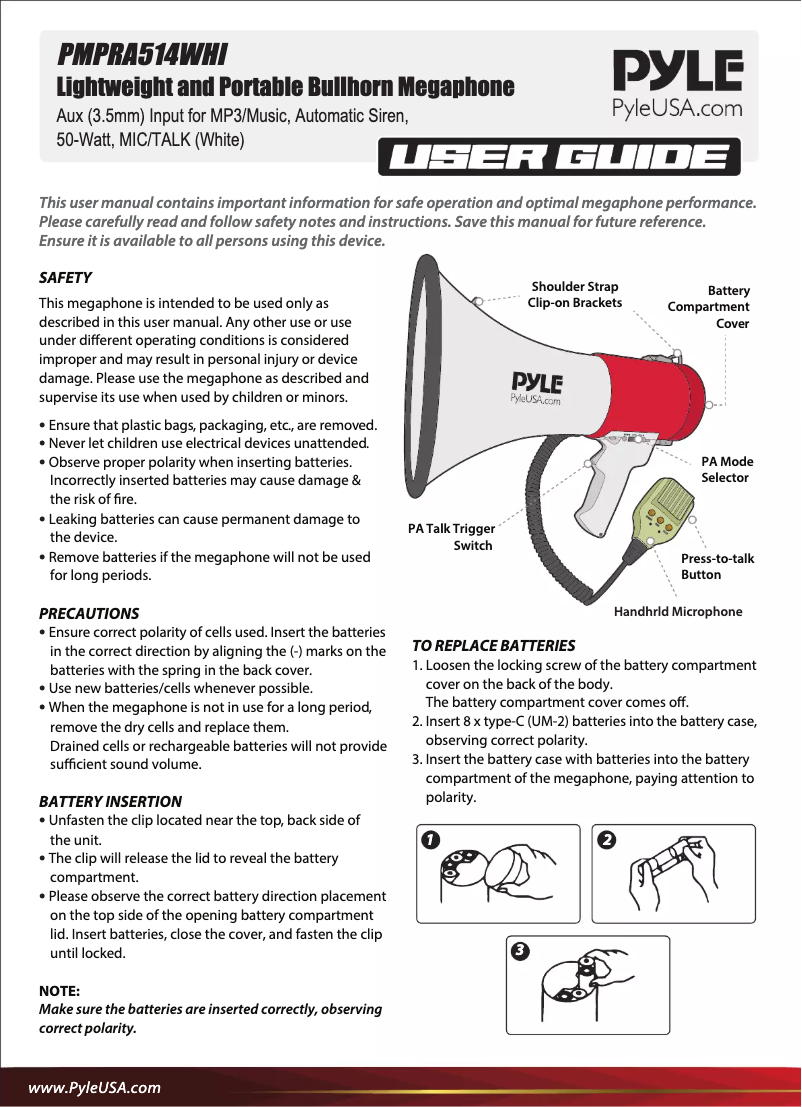 Page 1 of the manual User Manual Pyle PMPRA514WHI