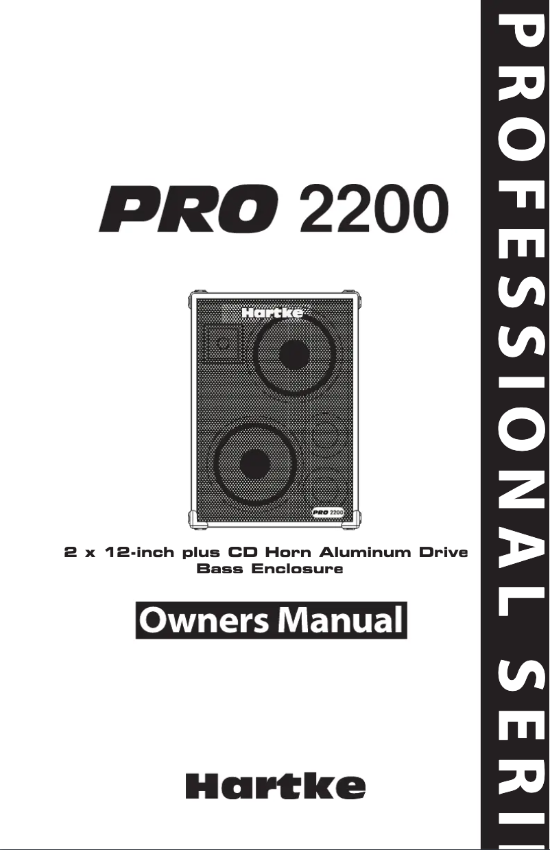 Page 1 de la notice Manuel utilisateur Hartke Pro 2200