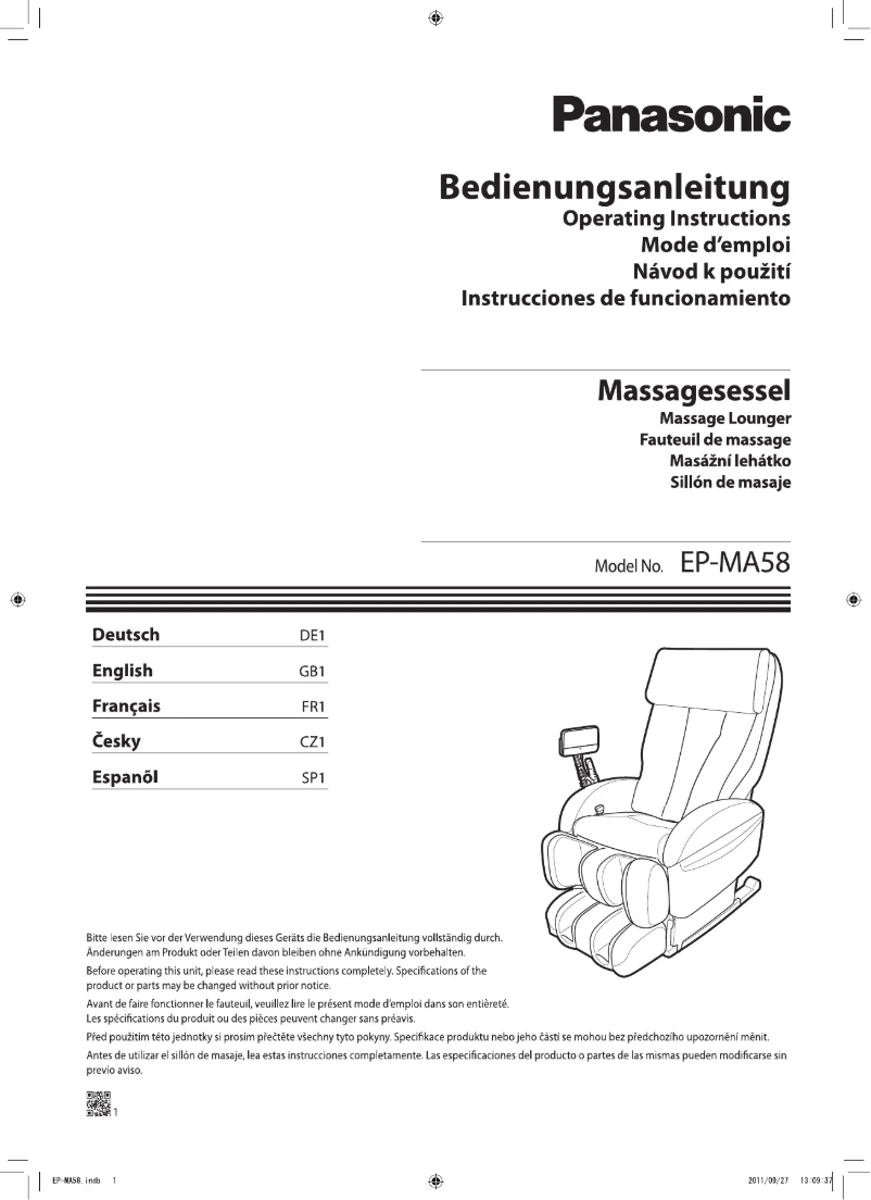Page n°1 - Manuel utilisateur Panasonic EP-MA58