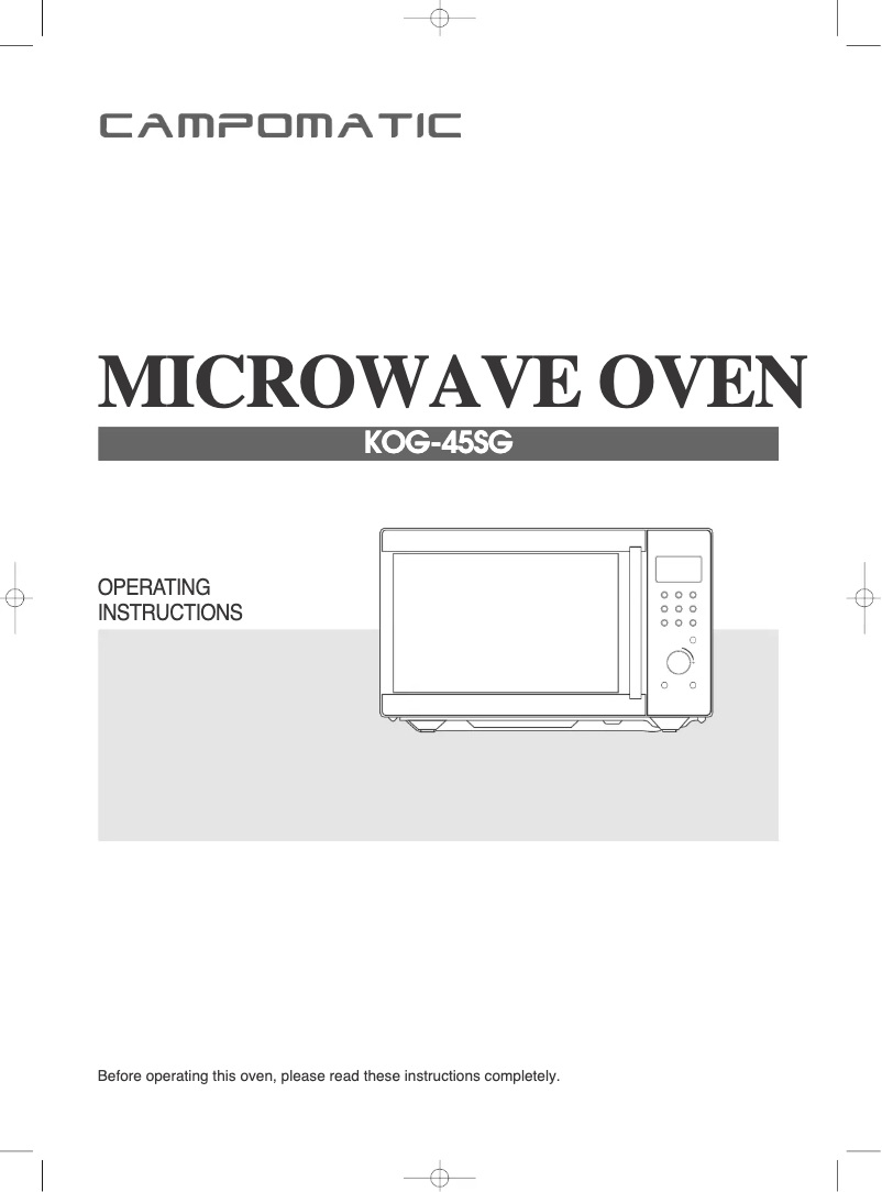 Page 1 de la notice Manuel utilisateur Campomatic KOG45SG