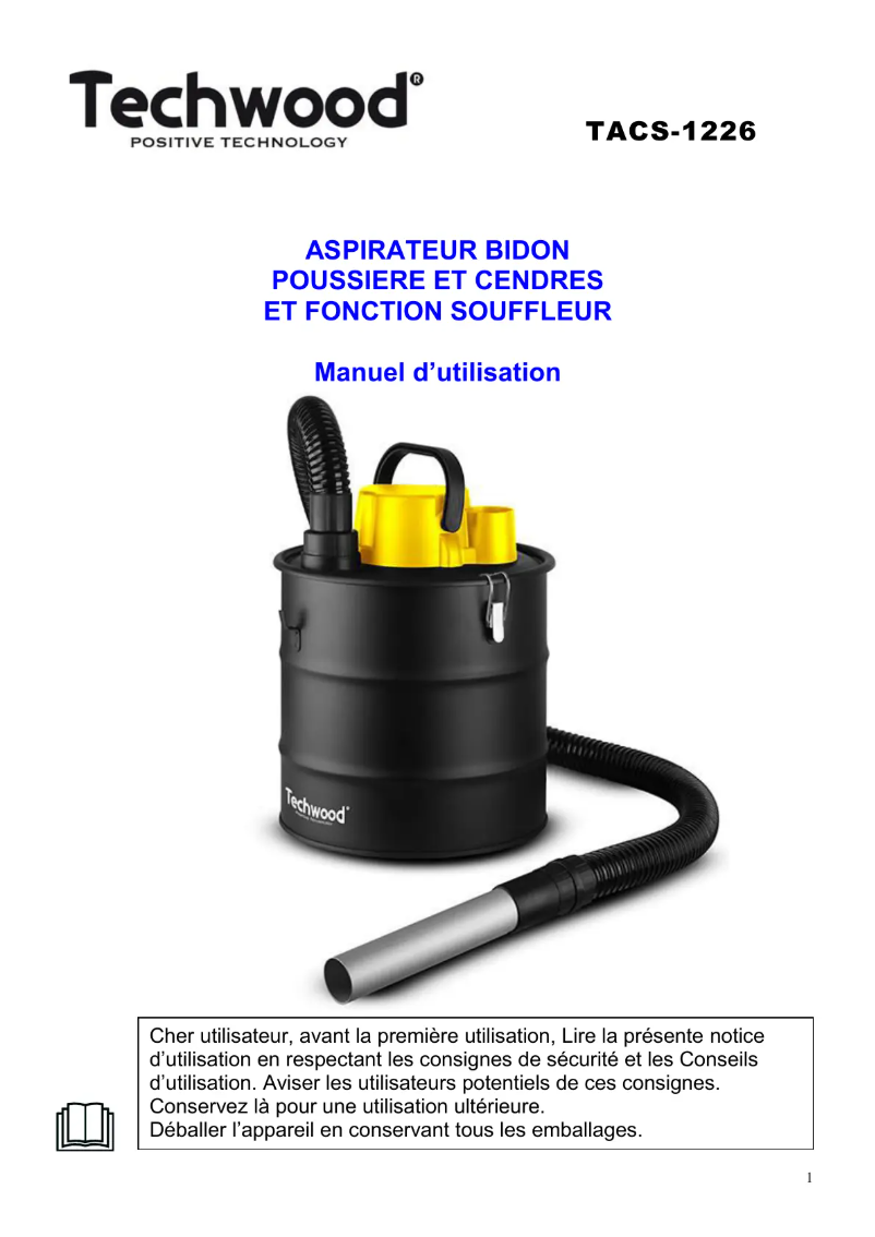 Page n°1 - Manuel utilisateur Techwood TACS-1226
