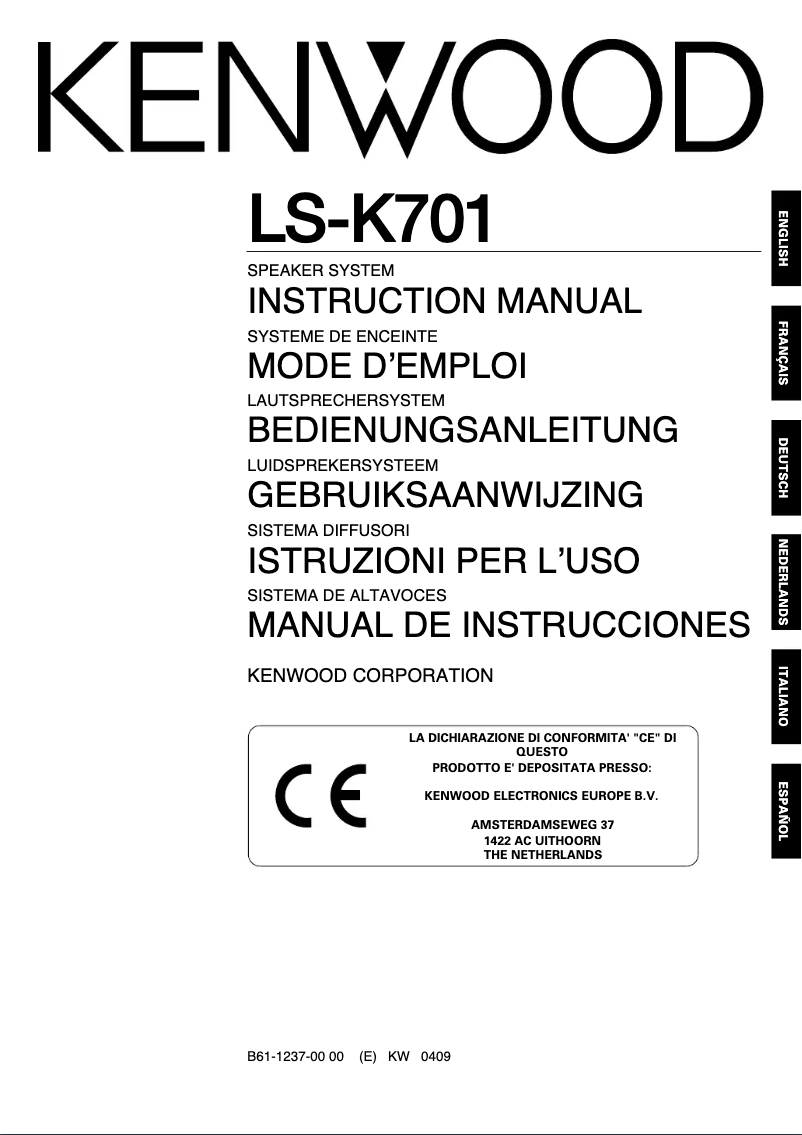 Page n°1 - Manuel utilisateur Kenwood LS-K701