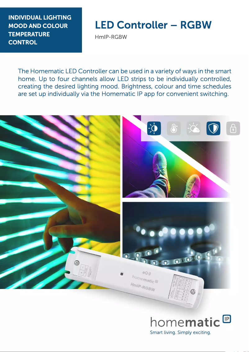 Page 1 de la notice Fiche technique Homematic IP HmIP-RGBW